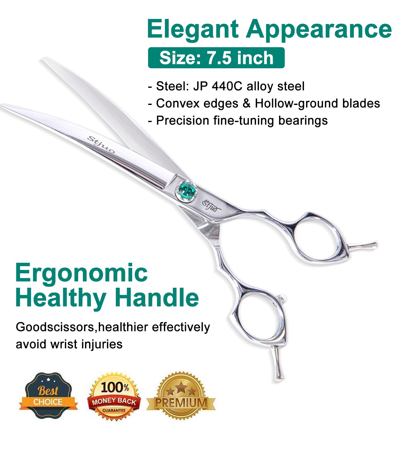 Stjuo Dog Grooming Curved Scissors 7 Inch Professional Pet Shears Made Of Japanese Advanced Stainless Steel Professional Groomin