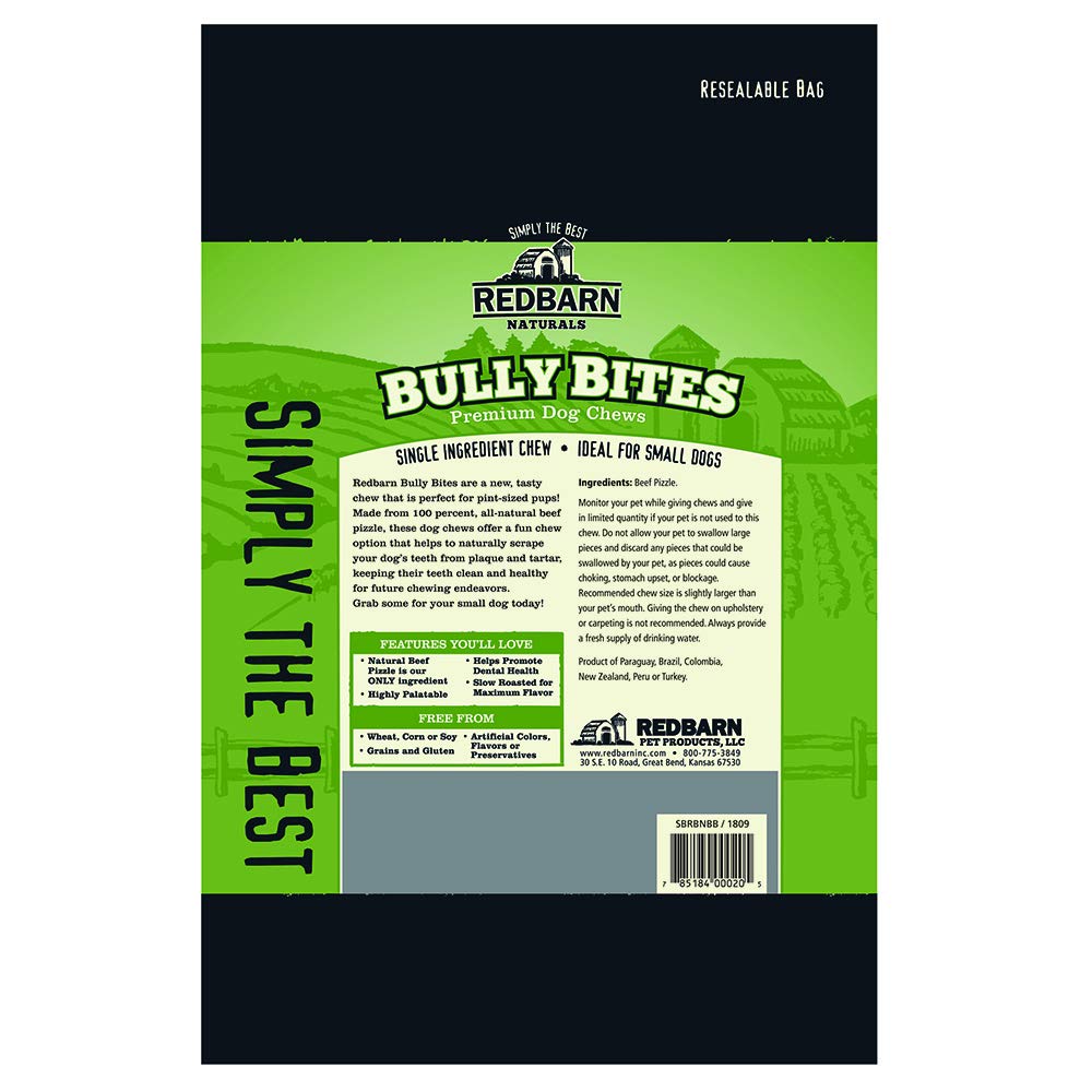 Redbarn All-Natural 3-5 Bully Bites Small Chew Sticks for Dogs & Puppies - Premium Grain-Free & Rawhide-Free Single Ingredient D