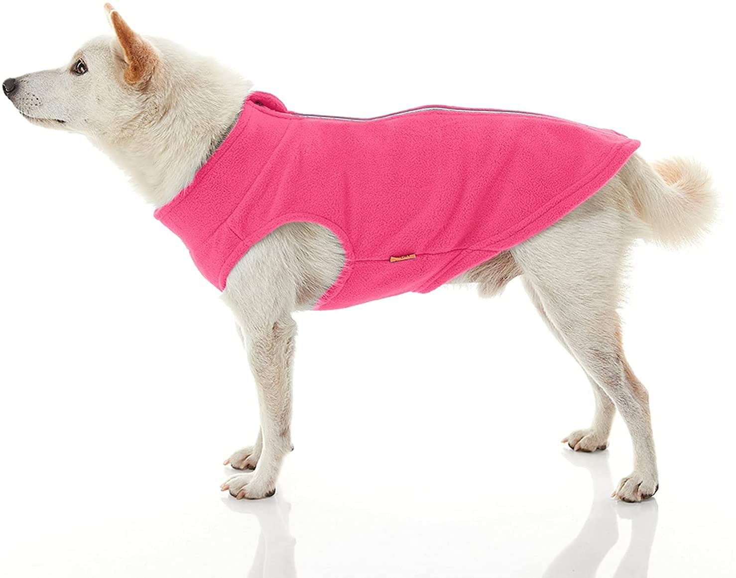 Gooby Zip Up Fleece Dog Sweater - Pink, 2X-Large - Warm Pullover Fleece Step-In Dog Jacket Without Ring Leash - Winter Small Dog