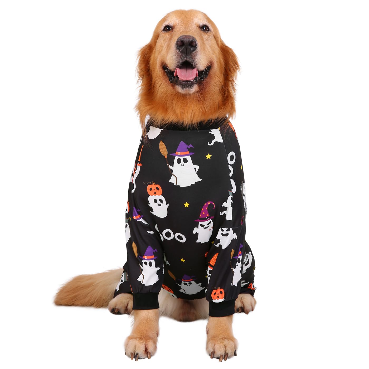 HDE Dog Pajamas One Piece Jumpsuit Lightweight Dog PJs Shirt for M-3XL Dogs Cute Ghosts - XL