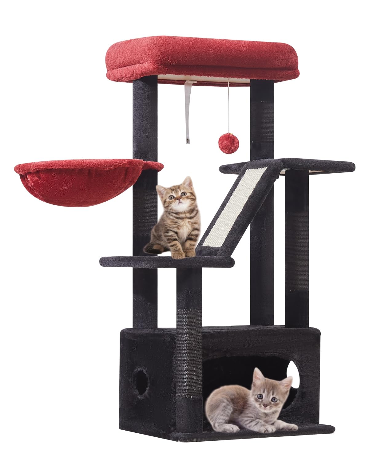 Taoqimiao Gothic Cat Tree,38.5-Inch Cat Tower For Indoor Cats,Suitable For Kittens With Luxurious Cat Condo With Adjustable Bask