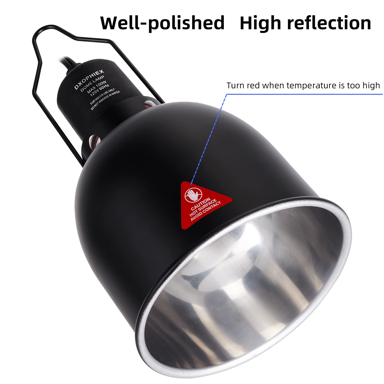 Dxophiex 5.5Inch Deep Dome Reptile Heat Lamp Reptile Light Fixture Uvb Reptile Light Fixture Max 100W For Bearded Dragon, Turtle