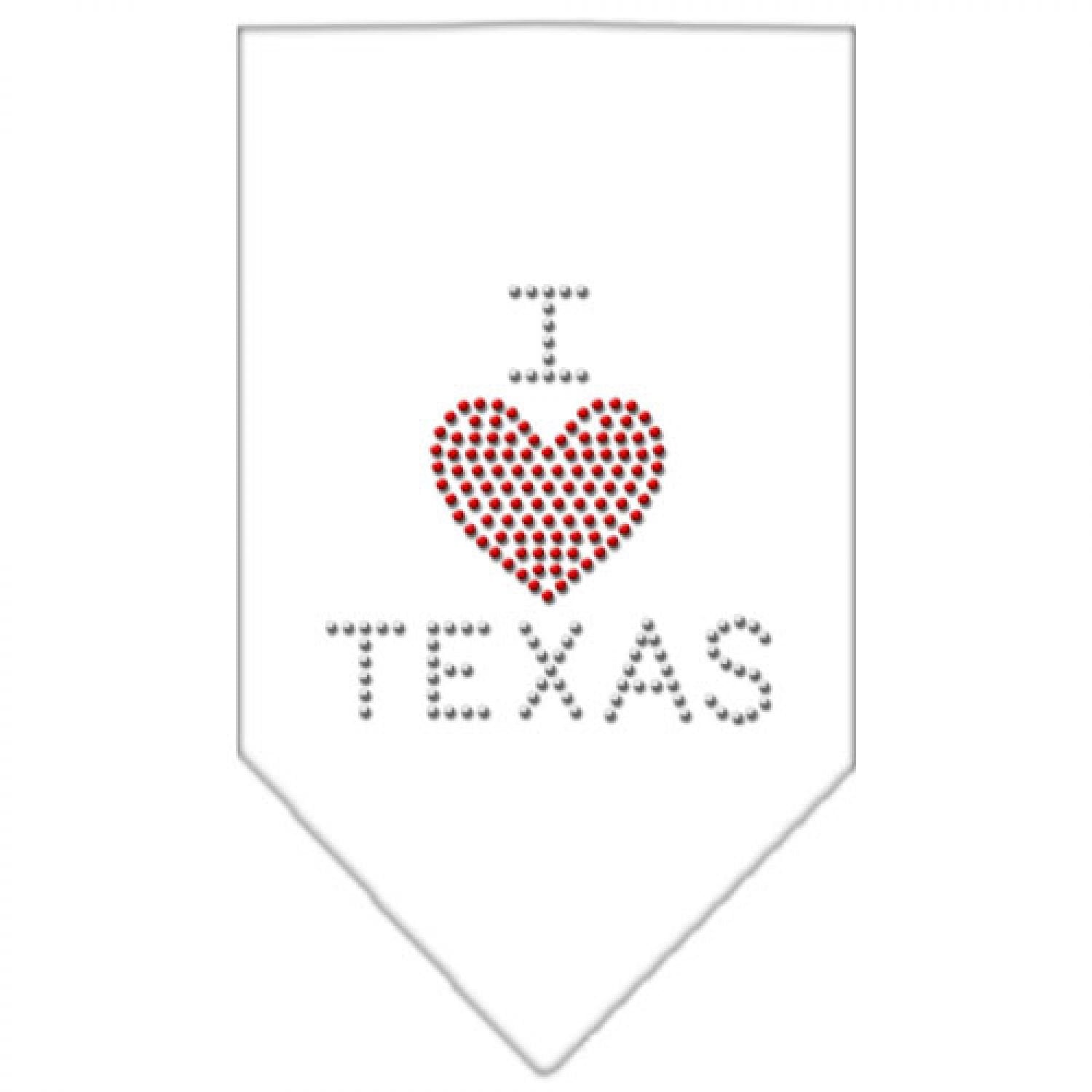 Mirage Pet Products I Heart Texas Rhinestone Bandana, Large, White