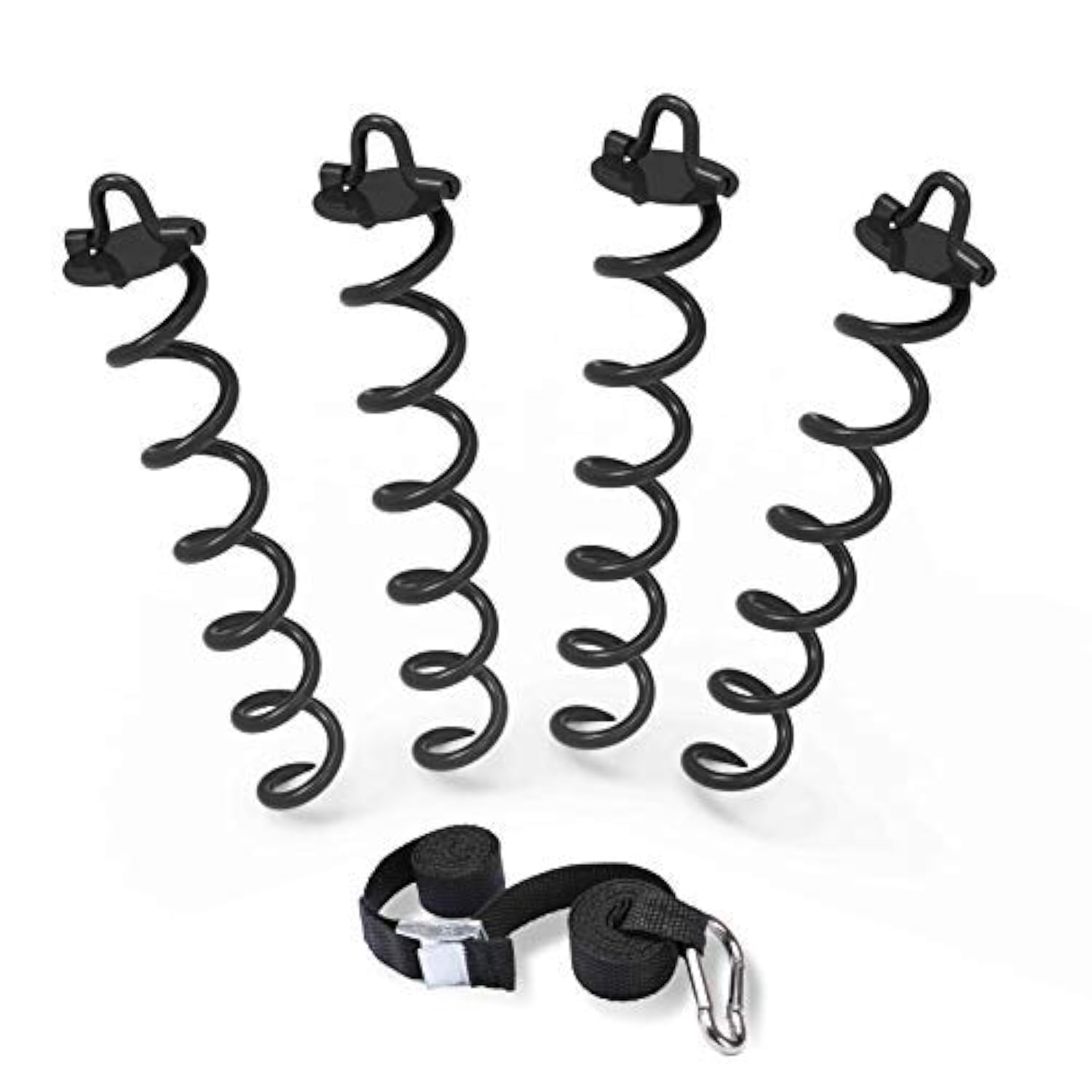 ABCCANOPY 16 Spiral Ground Anchor with Straps for Anchor Swings Set Down, Tent (Black)