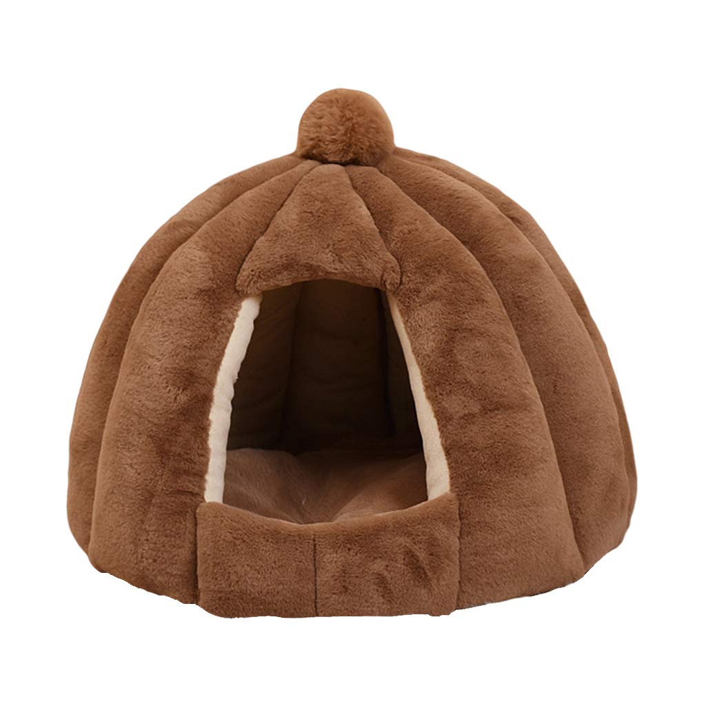 Pet Dog Cat Bed Soft Warm Kennel Mat Pad Blanket Tent Light tan 56x48cm
