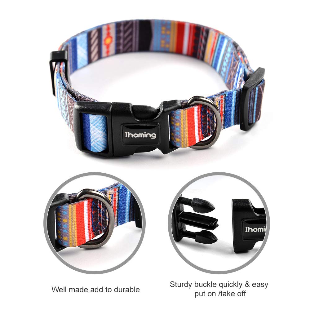 Ihoming Dog Collar And Leash Set For Daily Outdoor Walking Running Training, Splicing Design For Medium Boys Girls Dogs Cats Pet