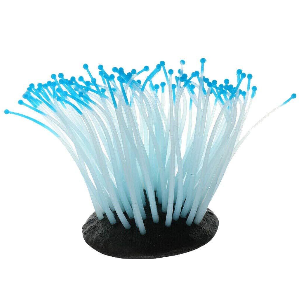 Kathson 2 Pcs Artificial Soft Sea Anemone Coral Plant,Silicone Coral Fish Tank Decorations,Aquarium Ornament,Blue And Purple