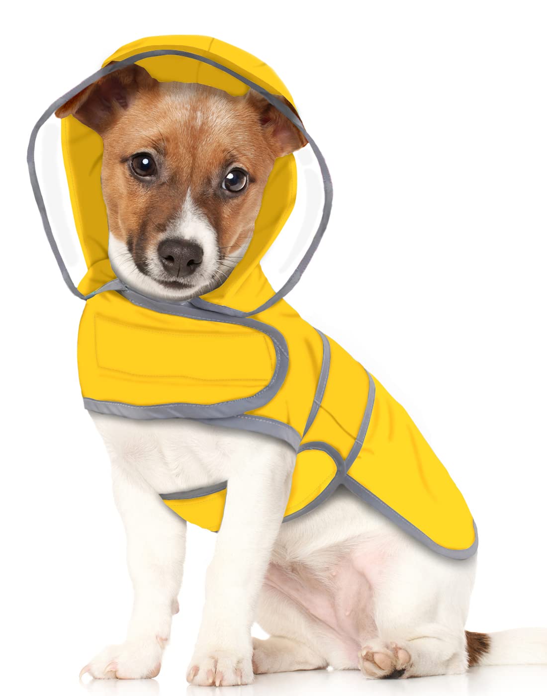 Hde Dog Raincoat With Clear Hood Rain Jacket Poncho For Small Medium Large Dogs Yellow - S