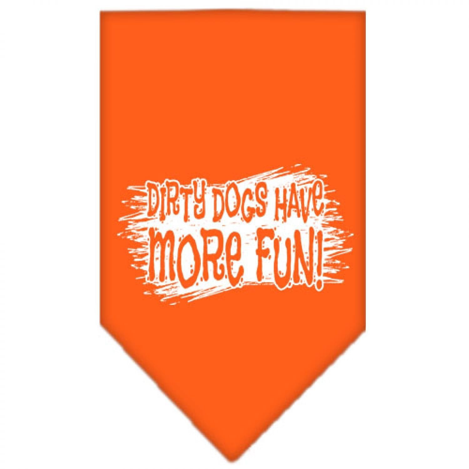 Pet and Dog Bandana Screen Printed, "Dirty Dogs Have More Fun" Orange Large