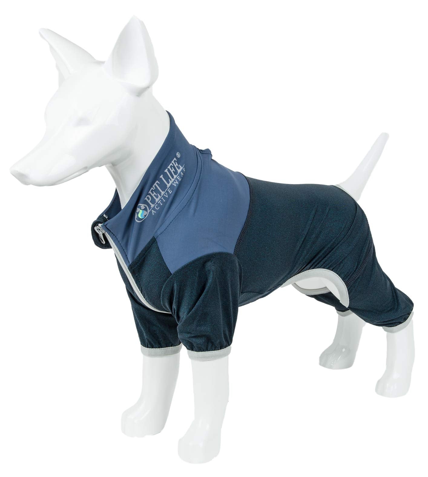 Pet Life ® Active 'Embarker' Lightweight Performance Full Body Dog Tracksuit - Fitness and Yoga Dog Clothes Featuring 4-Way Stretch and Quick-Dry Technology with Added Reflection Along The Dog Collar