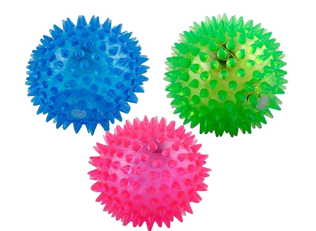 Petlicious & More LED Squeaky Ball Dog Toy for Dogs, Cats & Puppies Squeaky Toy (Multi Colour) (Pack of 3)