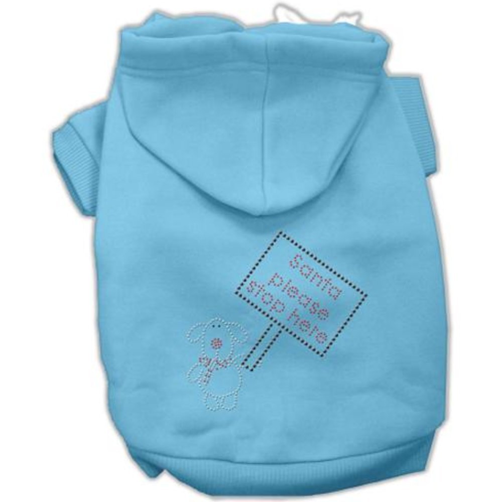 Mirage Pet Products 8-Inch Santa Stop Here Hoodies, X-Small, Baby Blue