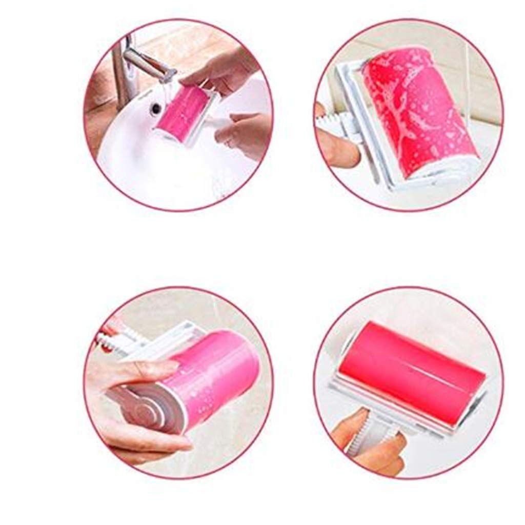 Qkaifrysug Resuable Washable Lint Roller Sticky For Pet Hair Cat Dog Remover Tool Pet Shedding Brush Cleans Your Clothing Sofa (Pink, Blue)2 Pack