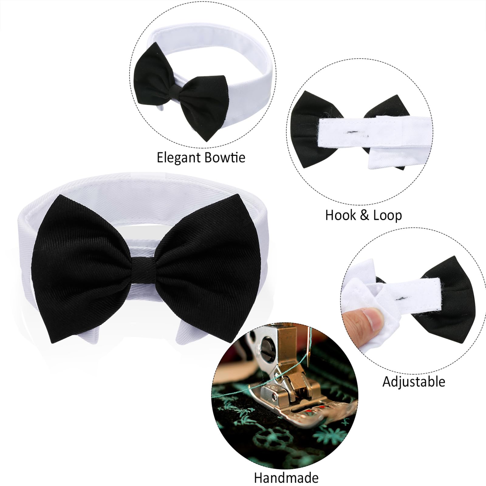 4 Pieces Pet Bow Tie Adjustable Pet Neck Tie Costume Formal Dog Collar For Small Dogs And Cats Puppy Grooming Ties Party Accessories (S, Black, Red, Red White, Black White)