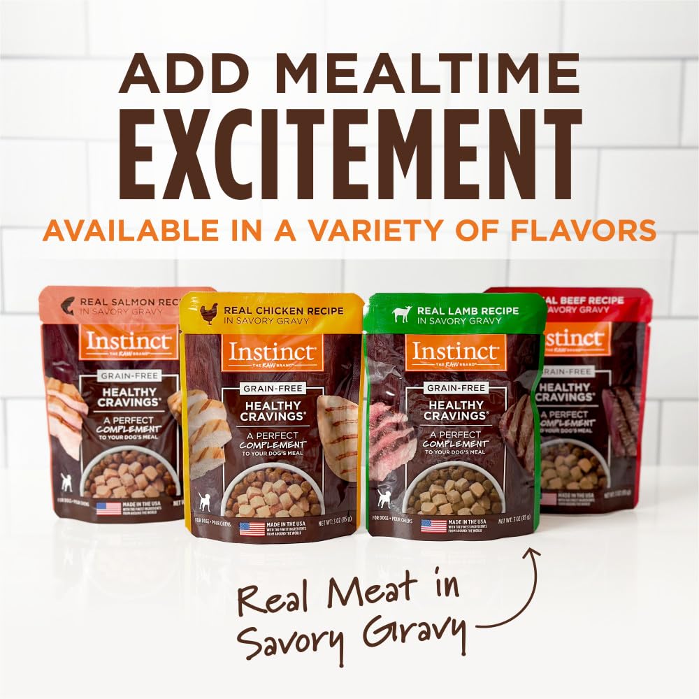 Natures Variety Instinct Healthy Cravings Grain Free Real Salmon Recipe Natural Wet Dog Food Topper, 3 Ounce (Pack of 24)