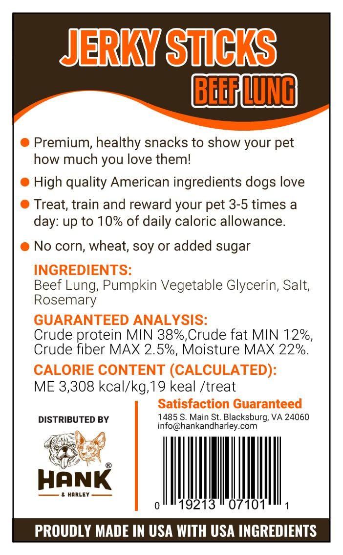 Hank & Harley Chicken Jerky Sticks, 1 lb - USA Lean Protein Soft Dog Treats with Pumpkin. 100% Natural and NO Added Sugar, Flour