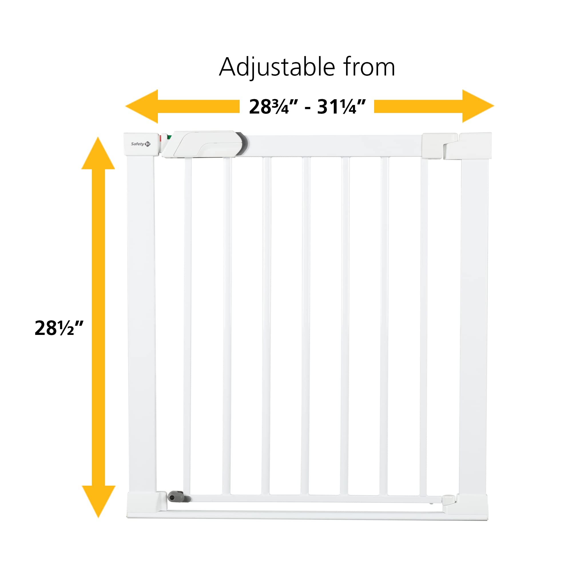 Safety 1st Flat Step Pressure Mounted Baby Gates for Doorways, Baby Gate with Door, Pet-Friendly Design, White