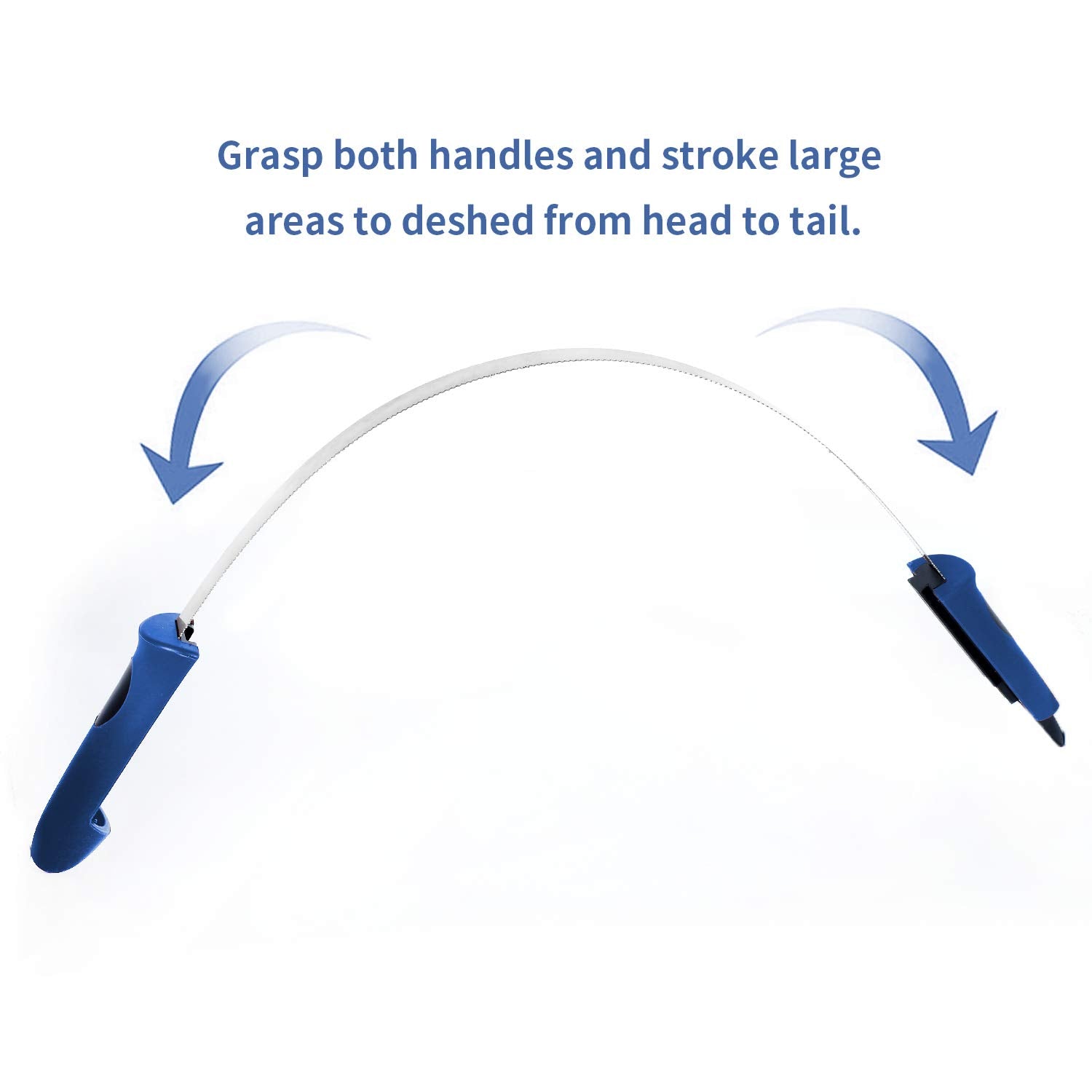 Both Winners Dual-Sided Shedding Blade With Stainless Steel Blade De-Shedding Tool For All Dog Coat Types- Soft Touch Grip (Blue