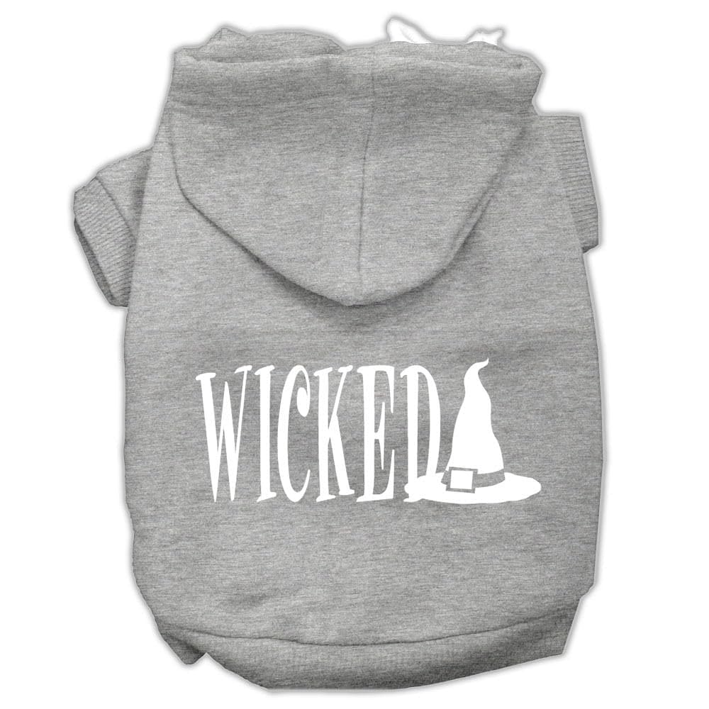 Halloween Pet Dog & Cat Hoodie Screen Printed, &quot;Wicked&quot; Gray 3XL (25-35 lbs.)