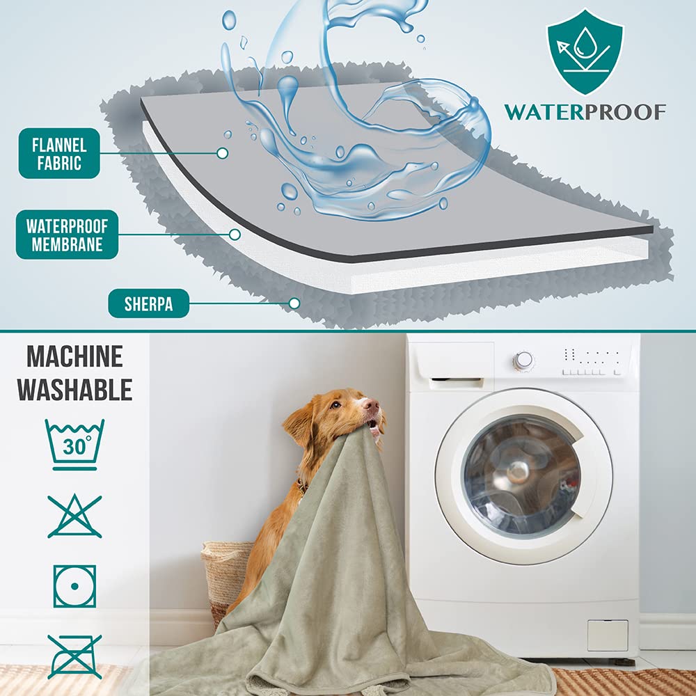 PetAmi Waterproof Dog Blanket for Extra Large Dogs, Pee Proof for Bed Couch, Reversible, Soft Dog Crate Cover Washable, Queen 90