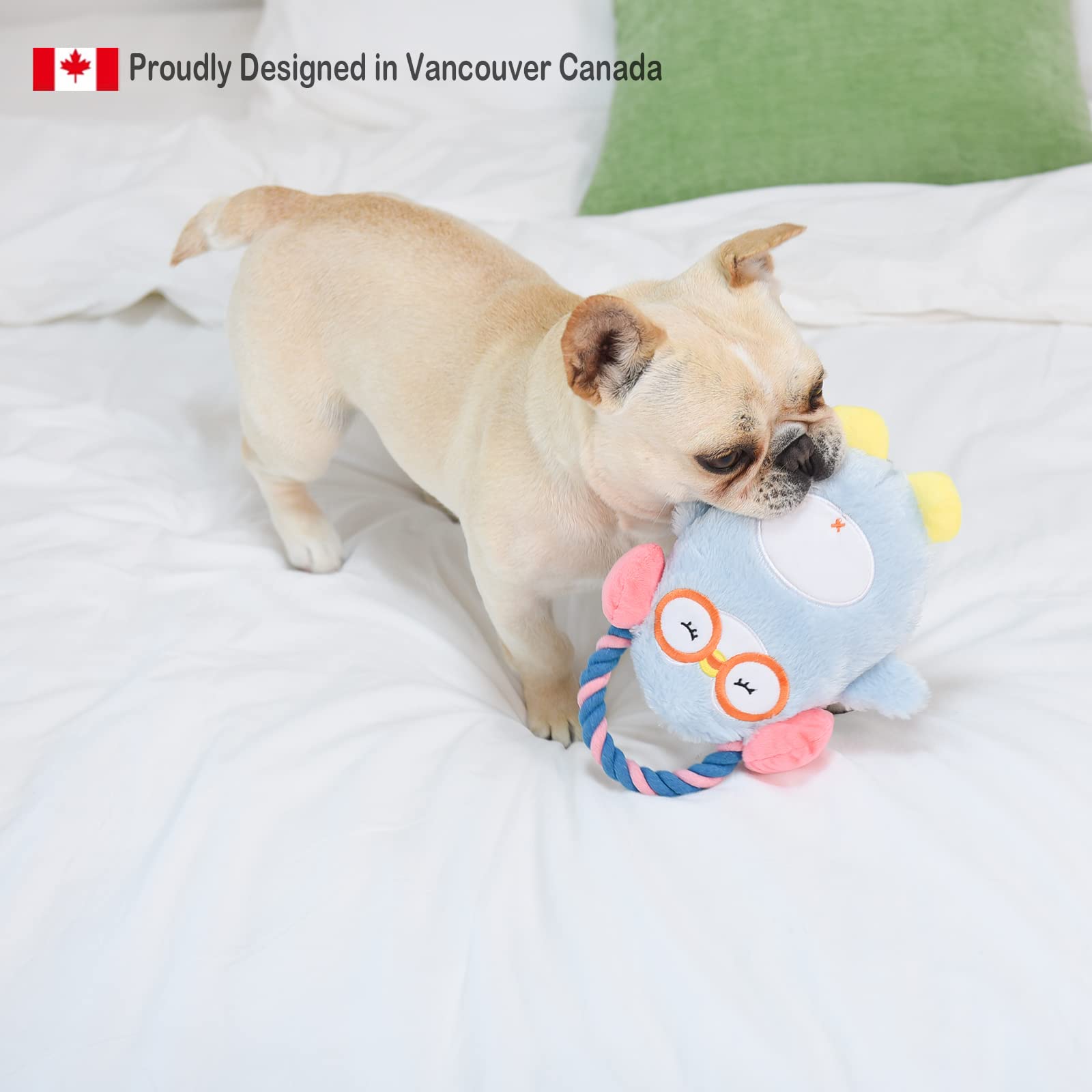 Hugsmart Pet ?Melody Bros | Squeaky Plush Rope Tug Dog Toy With Less Stuffing - Penguin