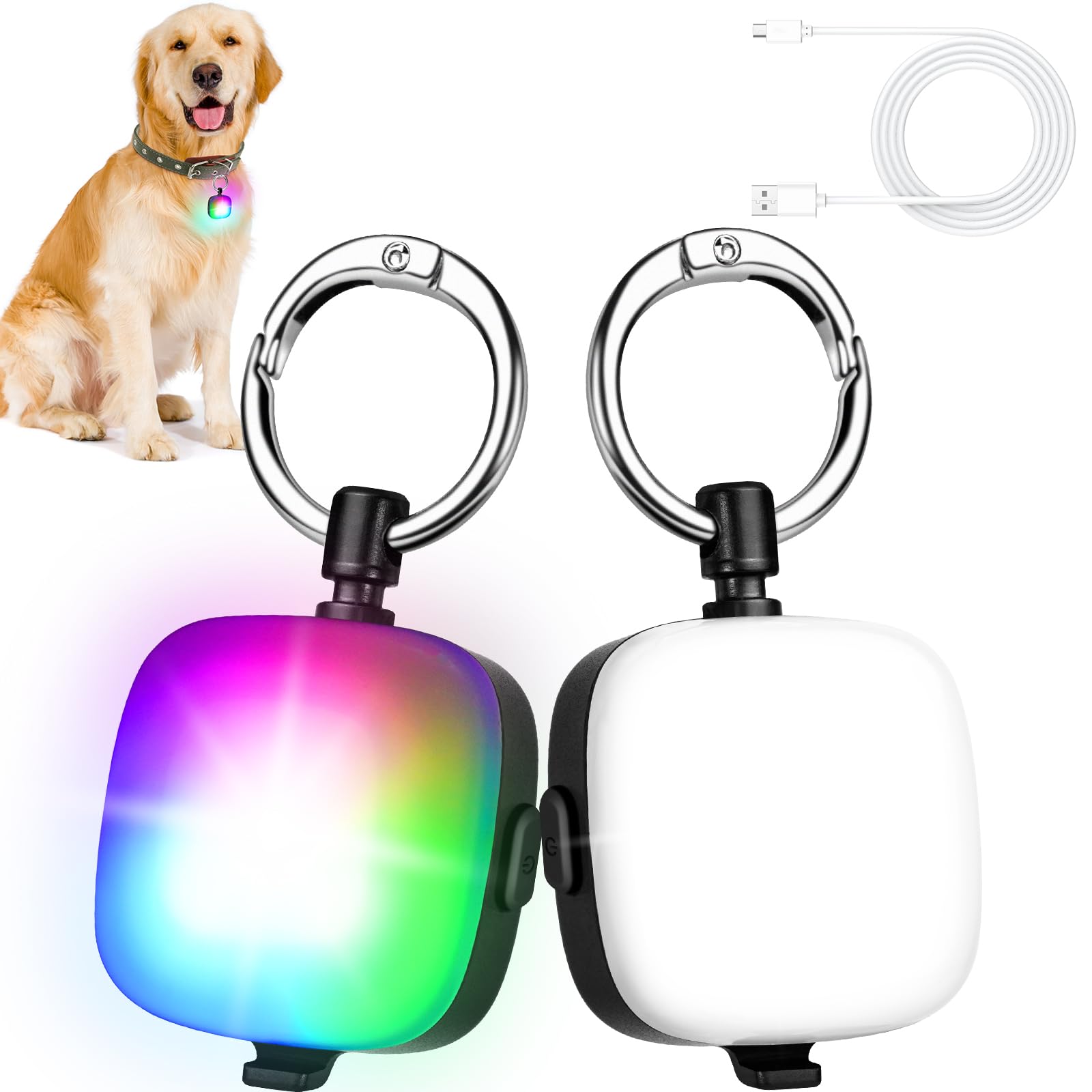 Jufds Rechargeable Dog Lights 2Pack Led Dog Collar Lights Clip On With 4Modes Safety Harness Leashes Lighting For Dog Night Walk