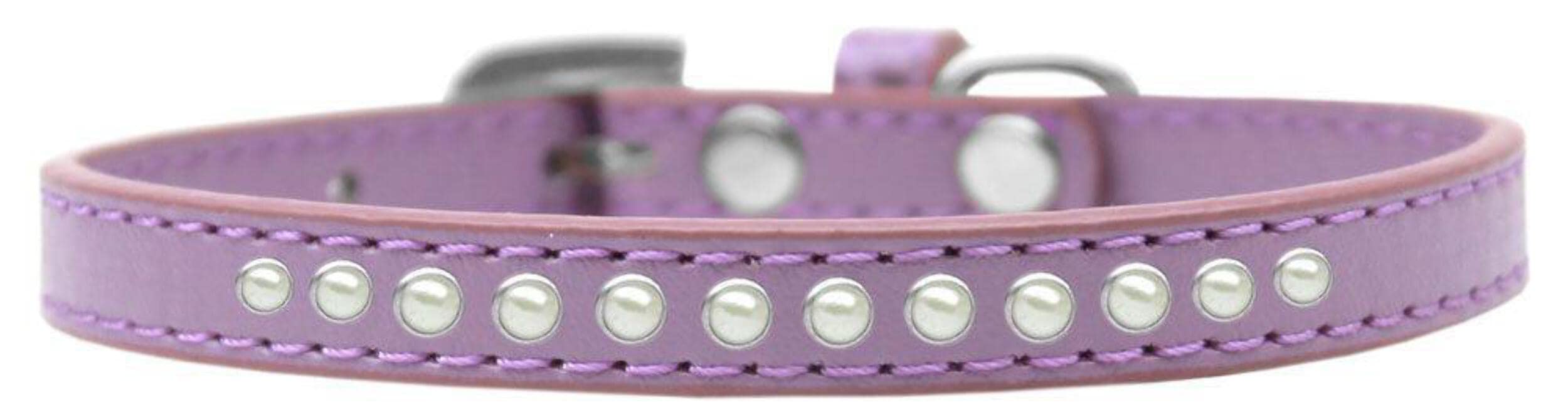 Dog, Puppy & Pet Fashion Collar, One Row Pearl Rimsets Aqua 10