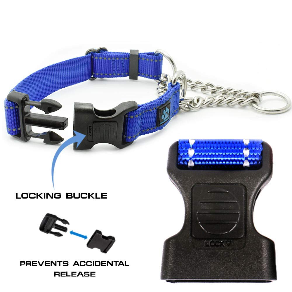 Max and Neo Stainless Steel Chain Martingale Collar - We Donate a Collar to a Dog Rescue for Every Collar Sold (Large, RED)