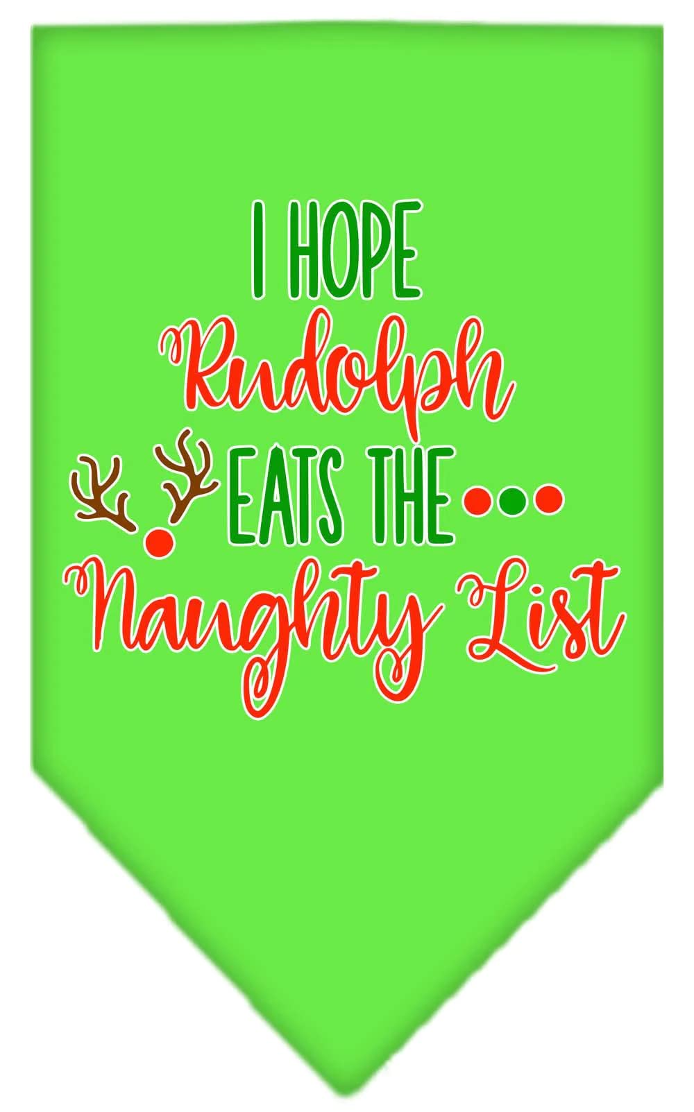 Christmas Pet and Dog Bandana Screen Printed, "Hope Rudolph Eats The Naughty List" Navy Blue Large