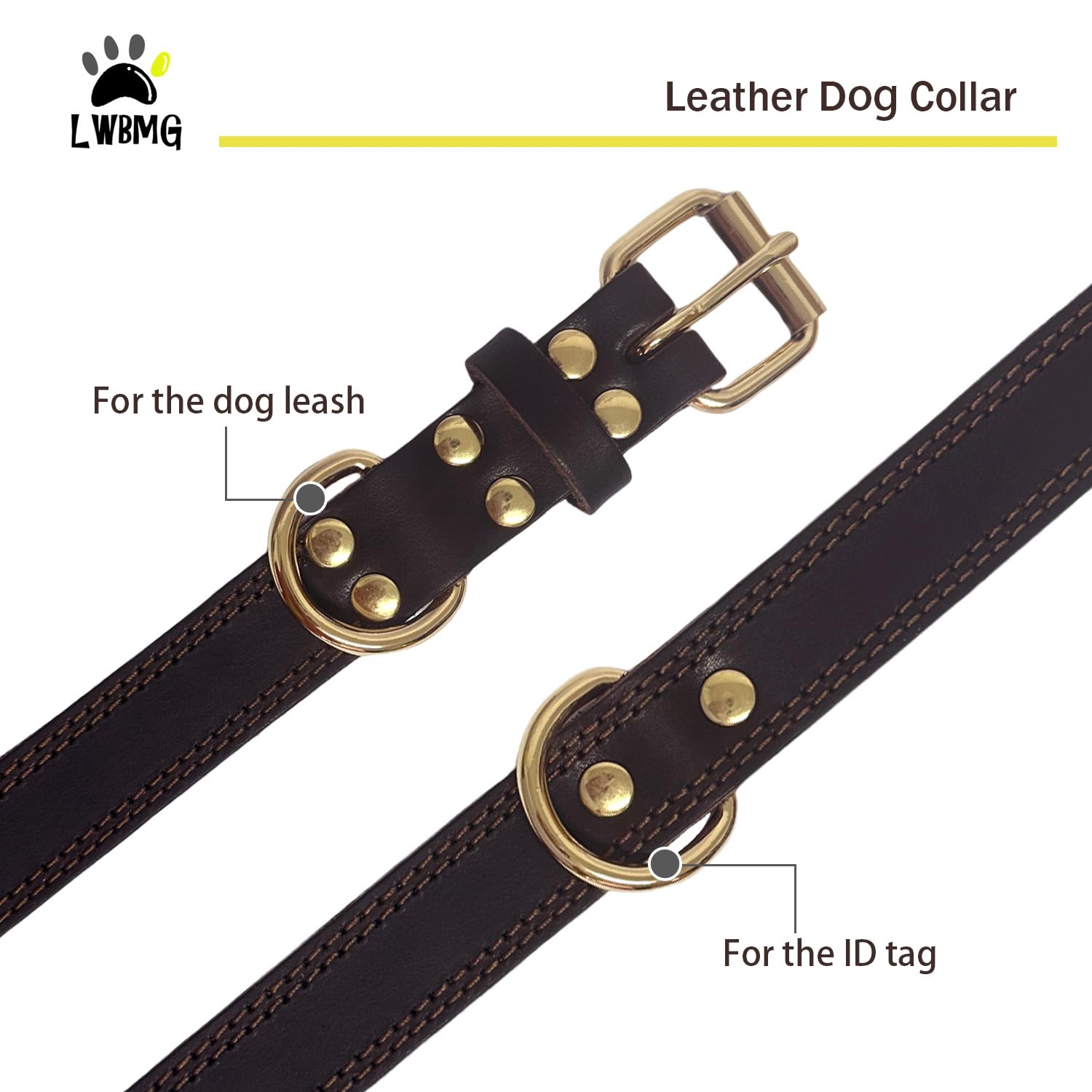 Lwbmg Leather Dog Collar,Heavy Duty Dog Collar,Leather Dog Collar For Small Dogs,Soft And Strong Leather Adjustable Dog Collar F