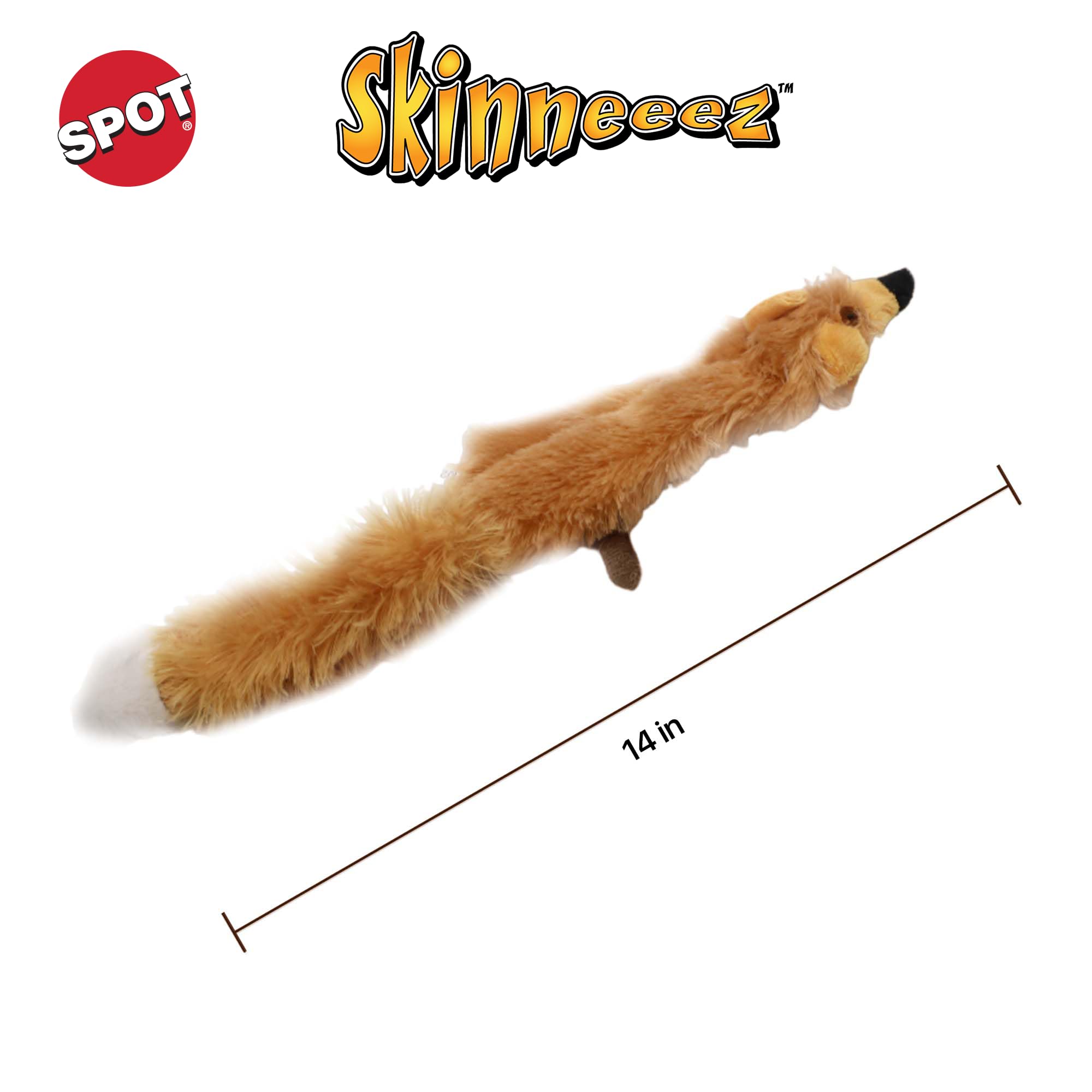 Spot Mini Skinneeez Fox- Stuffless Dog Toy With Squeaker-No Stuffing Squeaky Dog And Puppy Toys, Unstuffed Chew Toy For Small &
