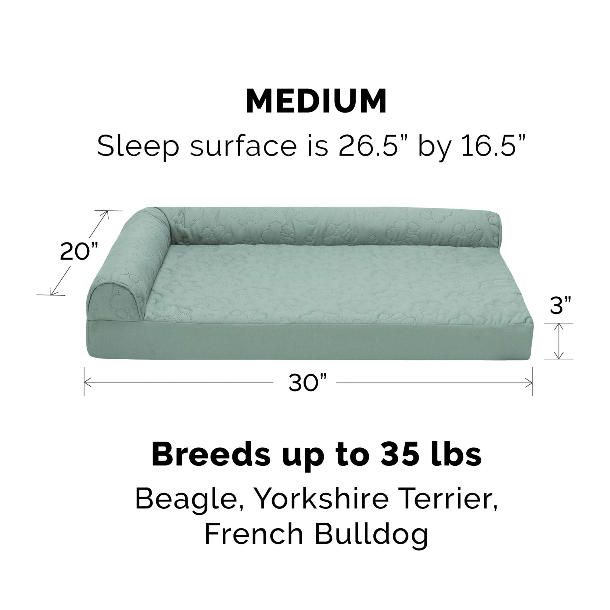 Furhaven Orthopedic Dog Bed For Medium/Small Dogs W/ Removable Bolsters & Washable Cover, For Dogs Up To 35 Lbs - Pinsonic Quilt