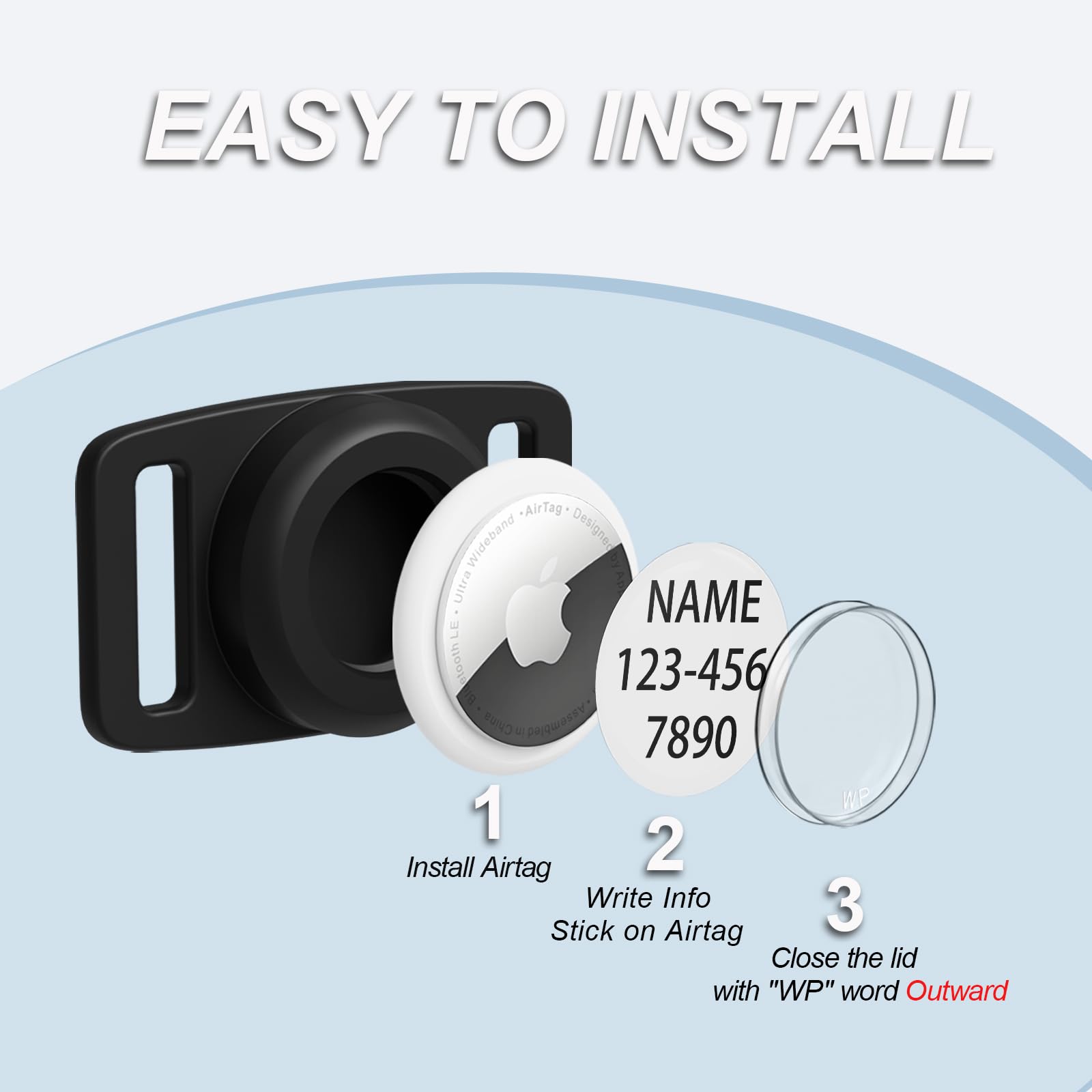 Thxsbuddy Ip68 Waterproof Air Tag Dog Collar Holder For Apple Air Tag, Dog Tag Personalized For Pet Id, Visible Air Tag Holder F