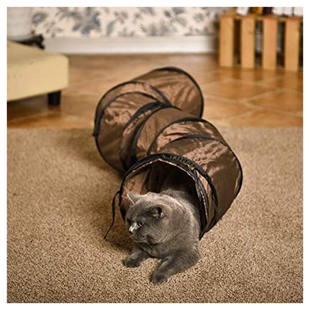 Andiker Cat Tunnel, S-Shape Cat Tunnel Pet Tube Collapsible Play Toy Indoor Outdoor Toys For Exercising Hiding Training And Running Cat Puzzle Toy With 2 Side Holes (Brown)