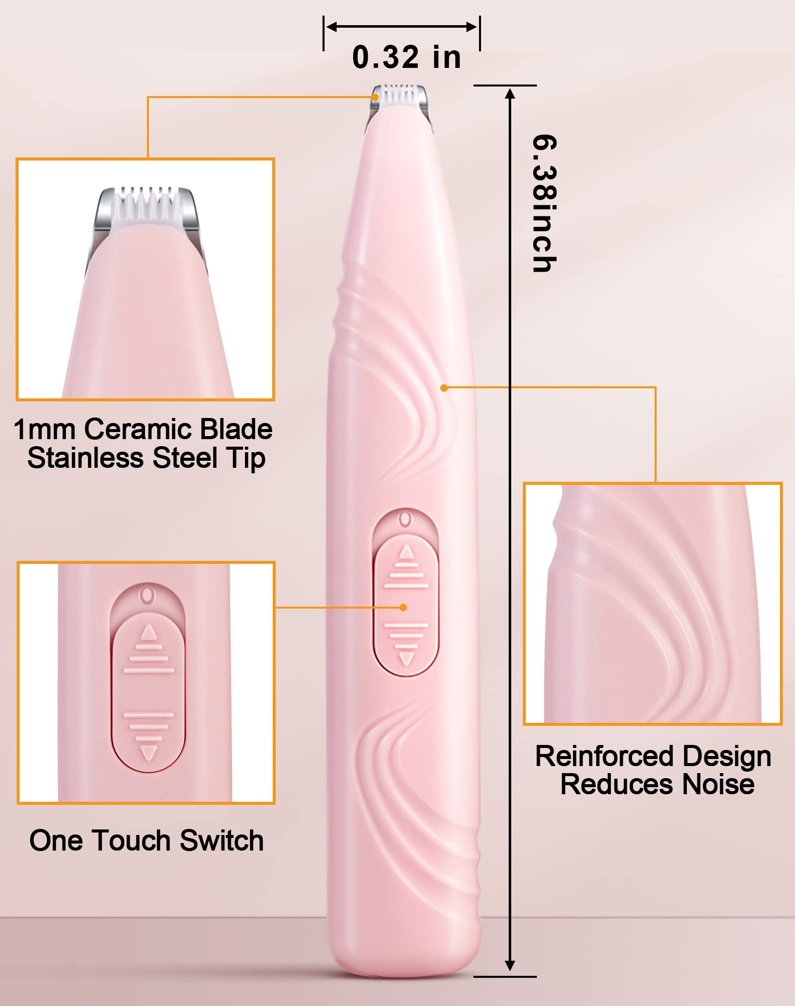 Leyoufu Dog Paw Trimmer For Grooming, Cordless Electric Small Pet Grooming Clippers Hair Trimmer For Dogs Cats, Low Noise For Trimming Pet'S Hair Around Paws, Eyes, Ears, Face, Rump (Pink)