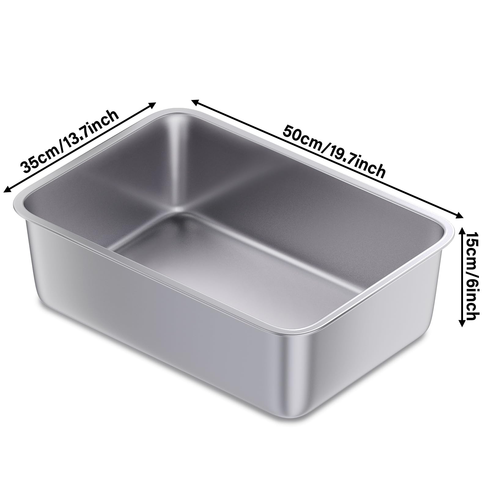 Futam Stainless Steel Litter Box,19.7''X13.7''X6'' Large Metal Litter Box For Kitty/Cat/Rabbits, Easy To Clean, Non Stick Litter