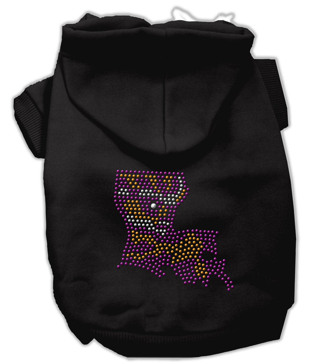 Mirage Pet Products Louisiana Rhinestone Hoodie, Black, Medium/Size 12