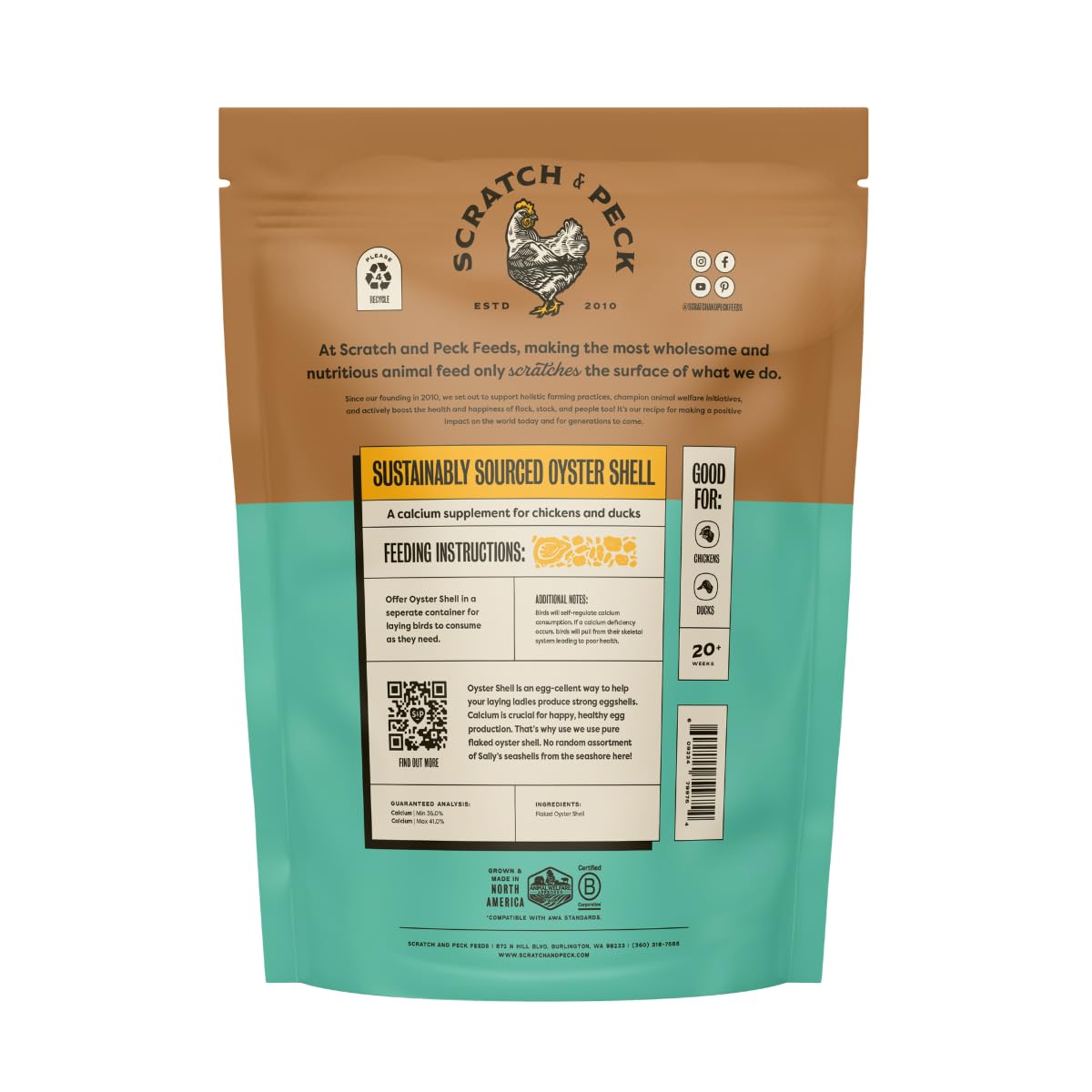 Scratch and Peck Feeds Cluckin Good Oyster Shell Supplement for Chickens and Ducks - 4-lbs - 9300-04