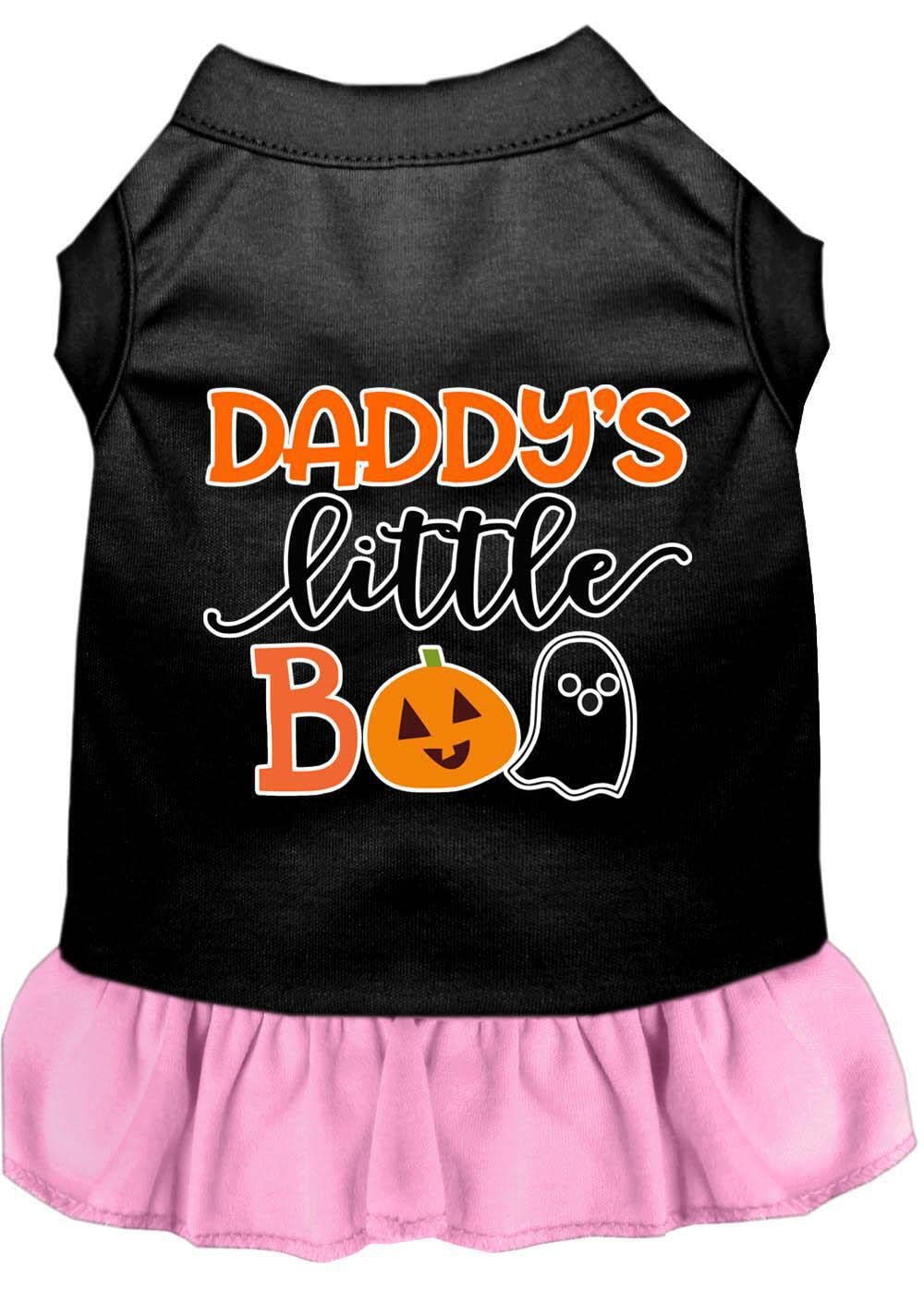 Halloween Pet Dog & Cat Dress Screen Printed, "Daddy's Little Boo" Red W/White LG (10-14 lbs.)