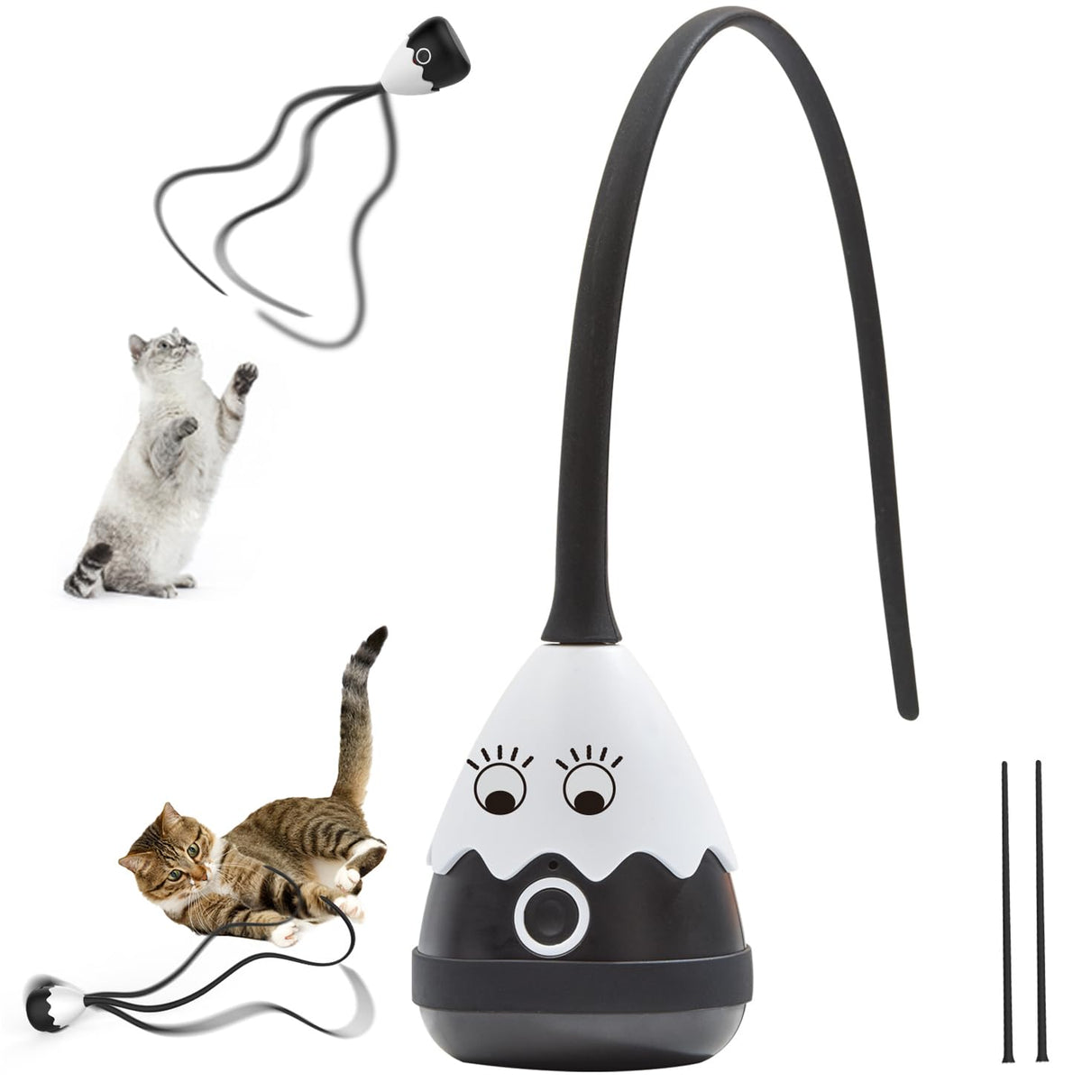 Petcronies Cat Wand Toy, Automatic Silicone Tail Teaser Toy 2 In 1, Electronic Interactive Cat Toy For Indoor Cats, Rechargeable
