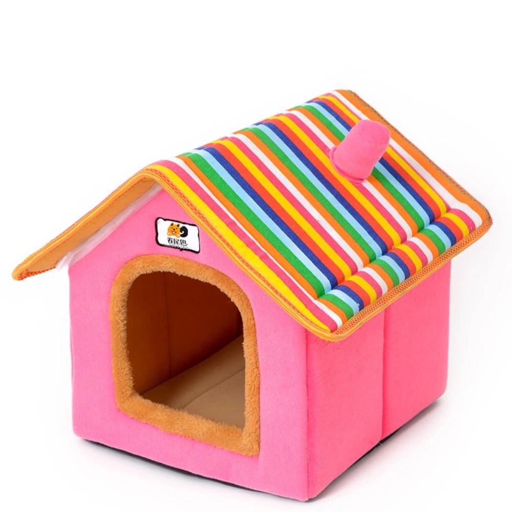 Dog House Cute Indoor Puppy Cave Cat Nest with Removable and Washable Cushion Plush Kennel Pet Bed