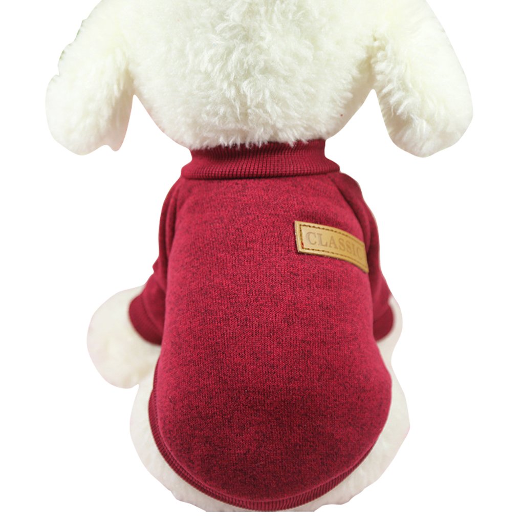 Jecikelon Pet Dog Clothes Dog Sweater Soft Thickening Warm Pup Dogs Shirt Winter Puppy Sweater For Dogs (Wine Red, Xs)