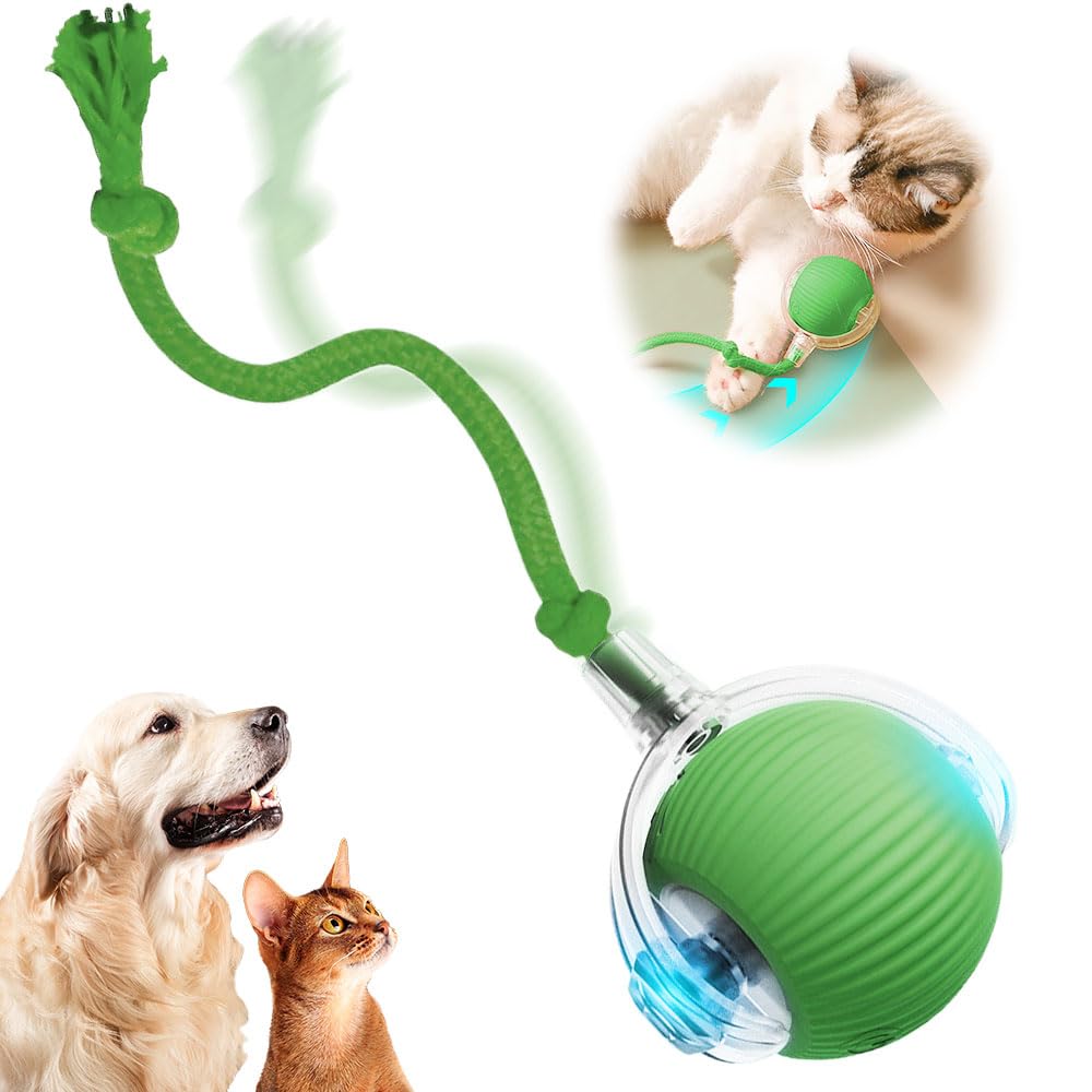 Interactive Cat Ball Toys, Interactive Cat Toys, Automatic Cat Ball Toys With Cord Imitation Mouse, Indoor Rolling Cat Ball Toys