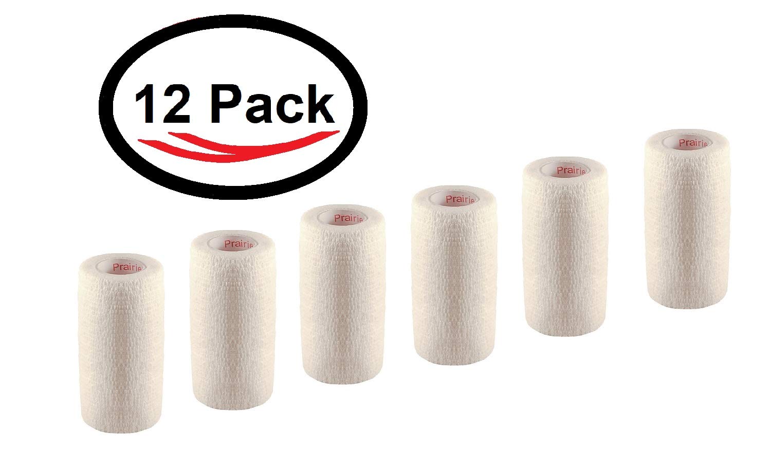 3 Inch Vet Wrap Tape Bulk (White) (Pack of 12) Self Adhesive Adherent Adhering Flex Bandage Grip Roll for Dog Cat Pet Horse