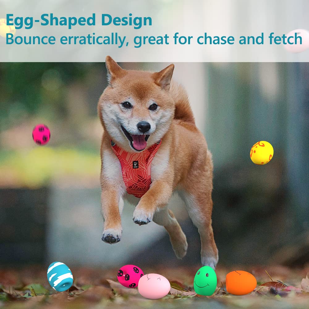 Dog Squeaky Toy, Latex Bouncy Egg Balls With Squeaker For Puppy Small Pet Dogs, Soft Rubber Sound Toys For Interactive Fetch Pla