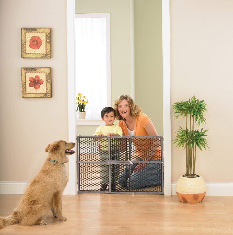 Safety 1st Vintage Wood Baby Gate with Pressure Mount Fastening, Grey