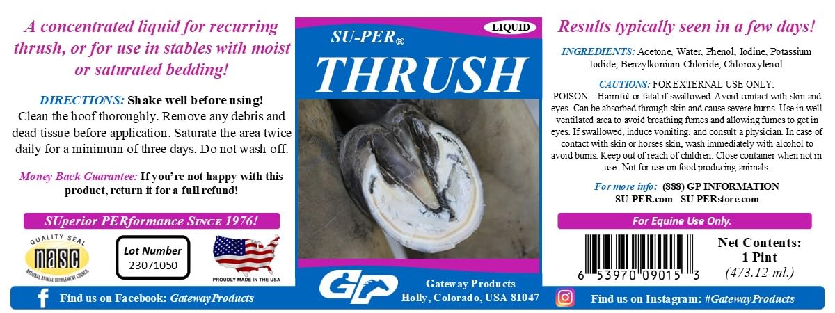 SU-PER Thrush Treatment Aid for Horses - Helps with Recurring Horse Thrush - Horse Hoof Thrush Care - 1 Pint, (2 Pack)