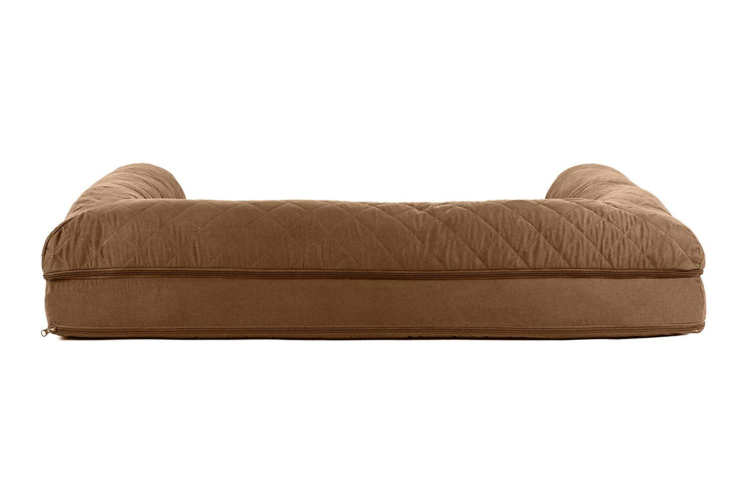 Furhaven Cooling Gel Dog Bed for Large Dogs w/ Removable Bolsters & Washable Cover, For Dogs Up to 95 lbs - Quilted Sofa - Toast