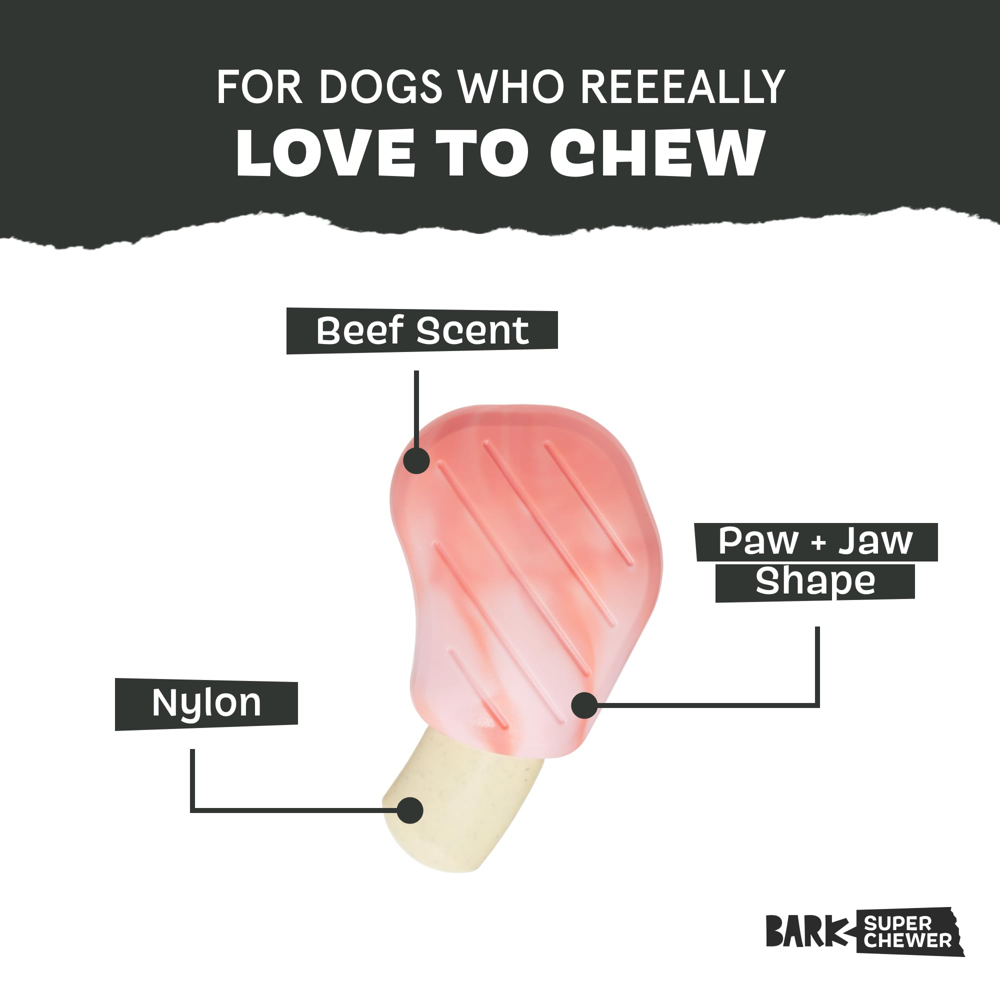 Barkbox Pork Chomp Dog Toy For Durable Tough Nylon Construction With A Gnaw-Friendly Texture, Perfect For Long-Lasting Chewing F
