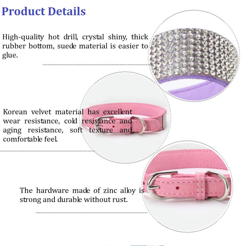 Etopars Microfiber Pet Dog Collar Leashes Set, Reflective Dog Collar, Double-Layer Soft Leather Pet Leash, Cat Dog Collar Leash